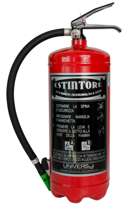 Estintore Automatico Idrico 6 Litri - CE Certificato, Con Agente Estinguente Acqua+schiuma AFFF, Intervento A 68°C